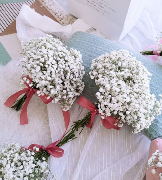 White BabyBreath Bridesmaid Bouquet